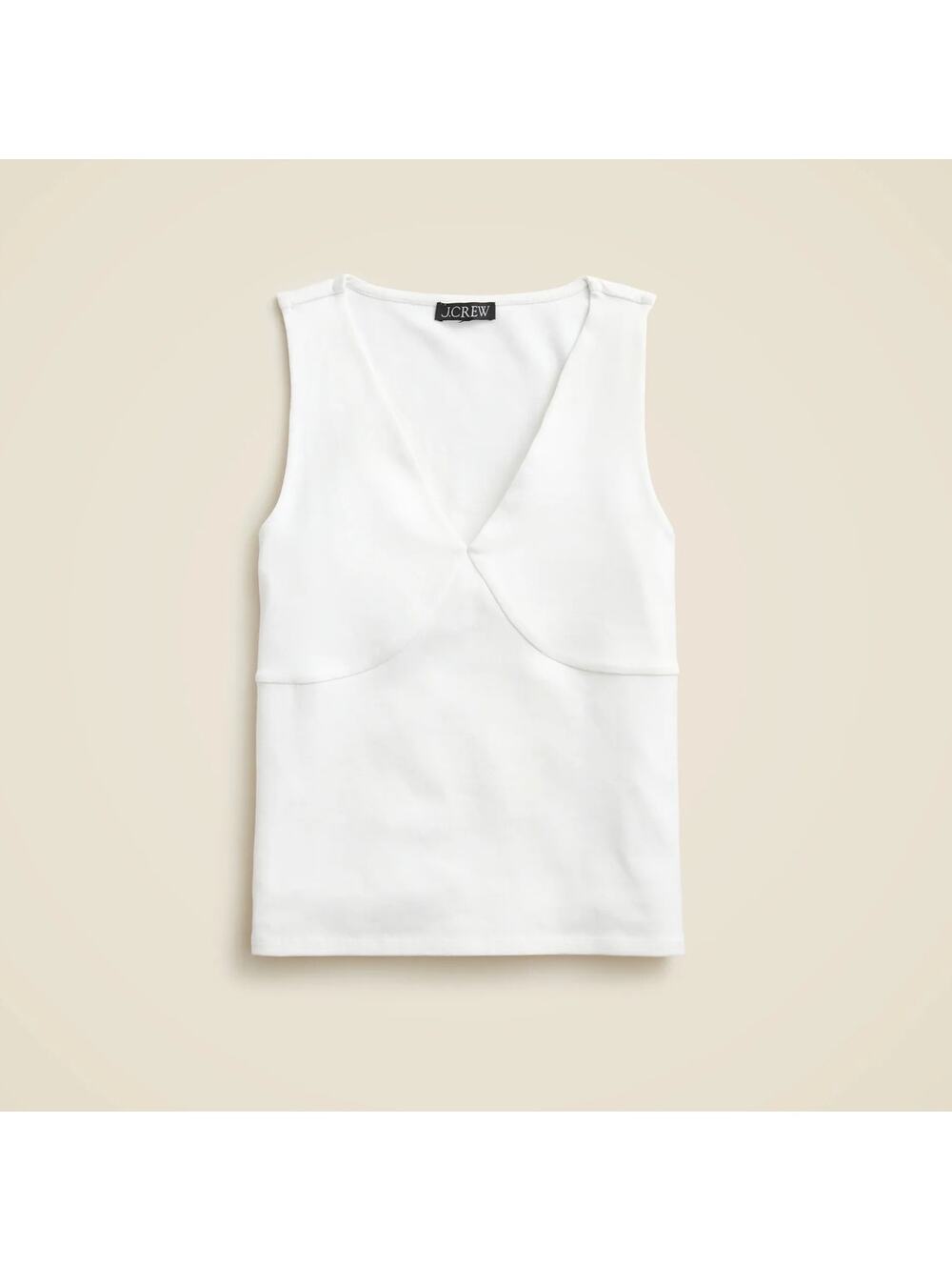 NWT J.Crew Stretch Cotton-Blend V-Neck Tank Top In White Size Medium - Picture 1 of 8